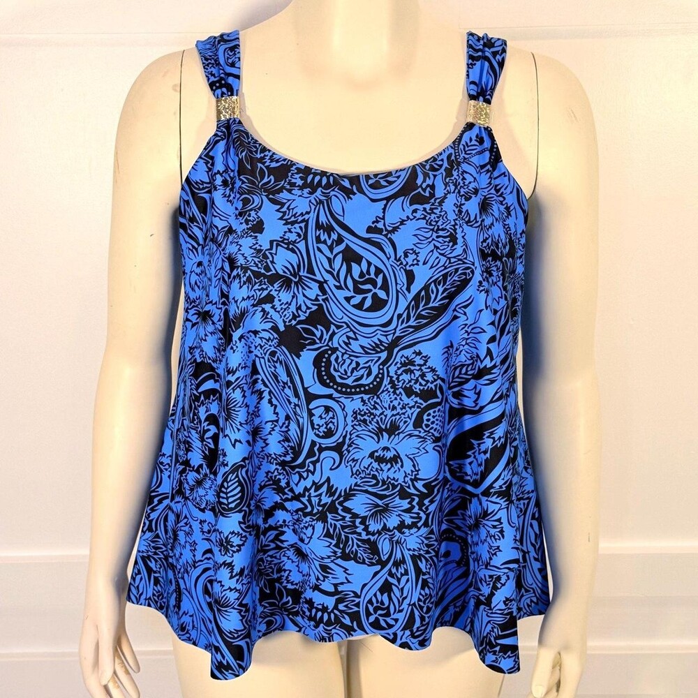 Women's Blue and Navy Bikini-and-tankini-tops